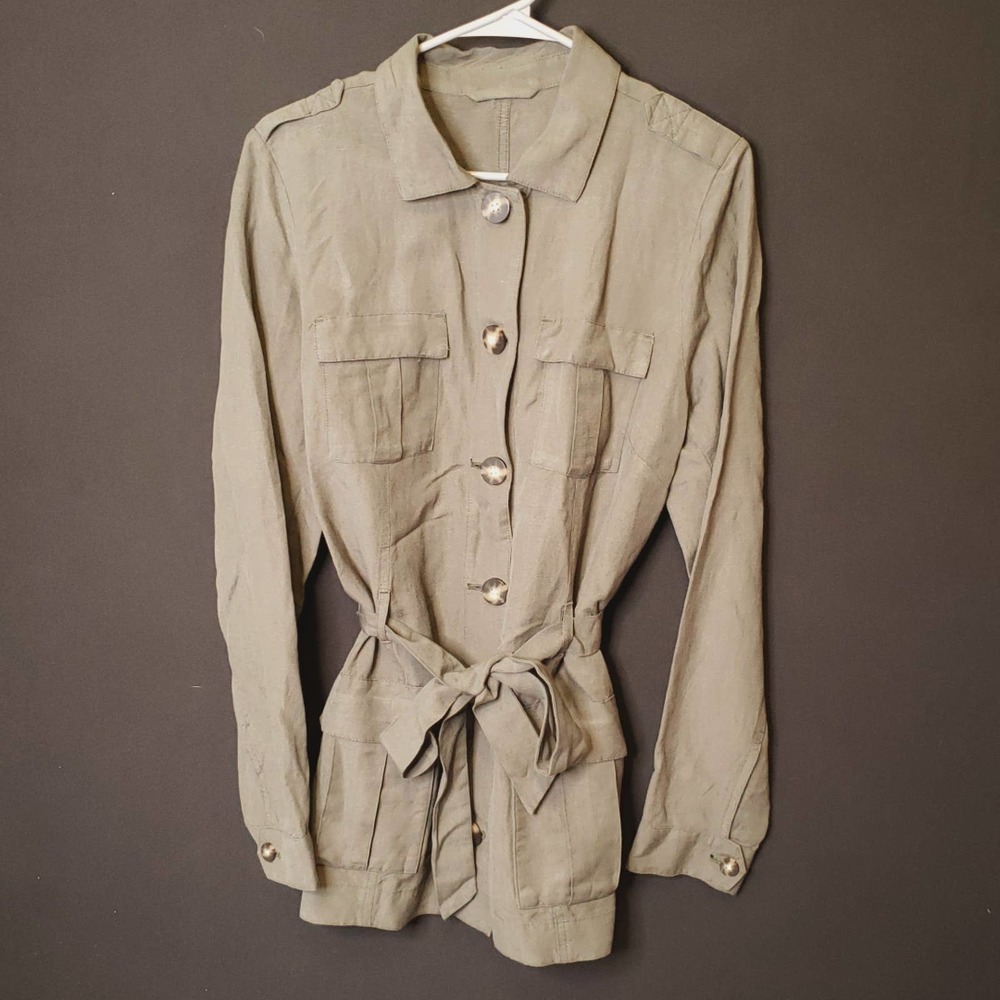Belted Shirt Jacket Olive